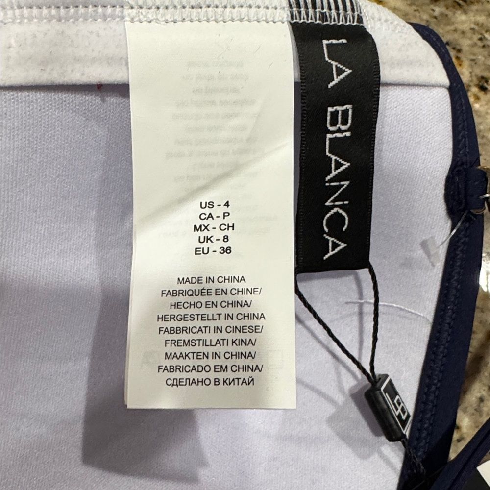 La Blanca Women's Bandeau Bikini Swimsuit Top Indigo Set Sail Blue White 4 NWT - Picture 8 of 11